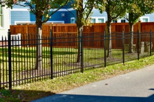 PoolForce - Aluminum Fencing Page - Sailwind - Black Custom Convex Sailwind with Quad Finials & Ball Caps