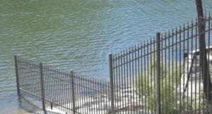 PoolForce - Aluminum Fencing Page - Sailwind - Bronze Sailwind Traditional Bottom with Tri Finials & Arched Gate