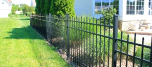 PoolForce - Aluminum Fencing Page - Wavecrest - Black Wavecrest with Transition Post